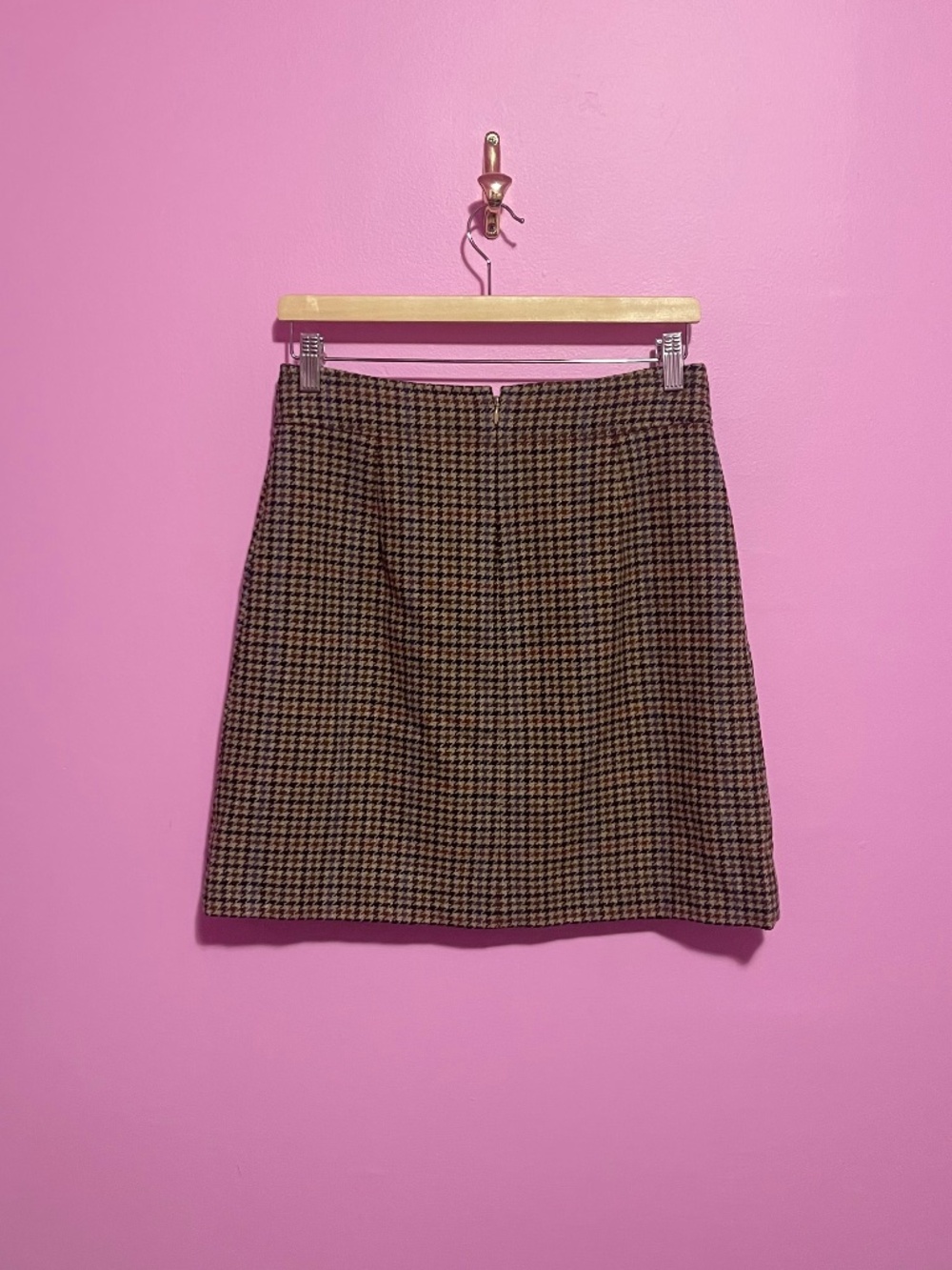 J. Crew Wool Blend Houndstooth Mini Skirt A-Line Camel Multi Women’s 6 US - Picture 9 of 12